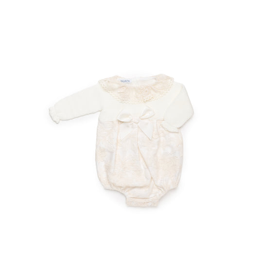 Juliana Pagliaccetto in Lana con Colletto in Macramè Da Neonata