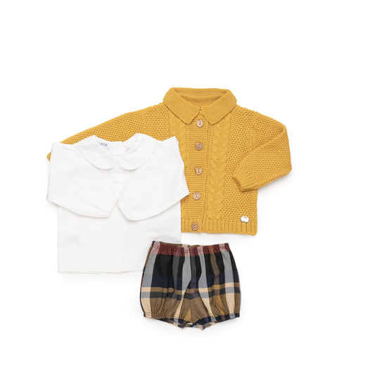 Juliana Completo Lana Tre Pezzi Cardigan Camicia Pantaloncino Tartan (Copia) (Copia)