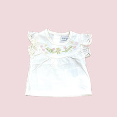 Camicia Dirkje Neonata 100%Cotone con Pizzo sulle Maniche