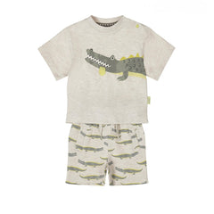 Completo Dirkje Neonato Pantaloncini Fantasia e T-shirt Coccodrillo