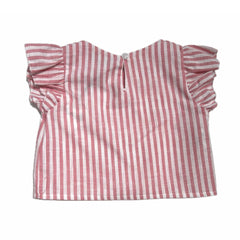 Mini Lù Blusa Neonata Rigata in Lino e Cotone