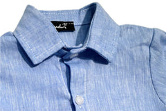 Pierre Cardin Camicia in Lino per Neonato Collo Italiano