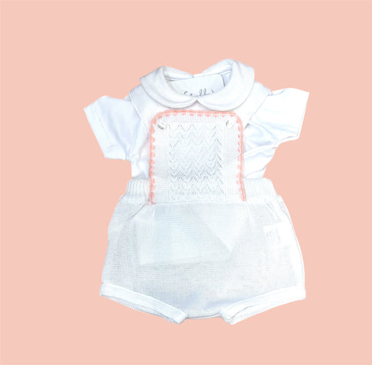 Pappa e Latte Completo Nascita Polo e Salopette in Filo da Neonata