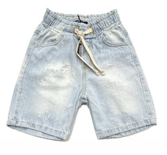 Bermuda Jeans Sfumato Ragazzo con Elastico in Vita