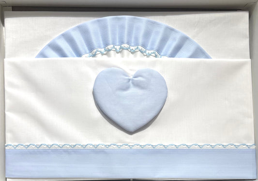 Pappa e Latte Coordinato Lenzuola Con Cuore in Puro Cotone Carrozzina misura 90x120
