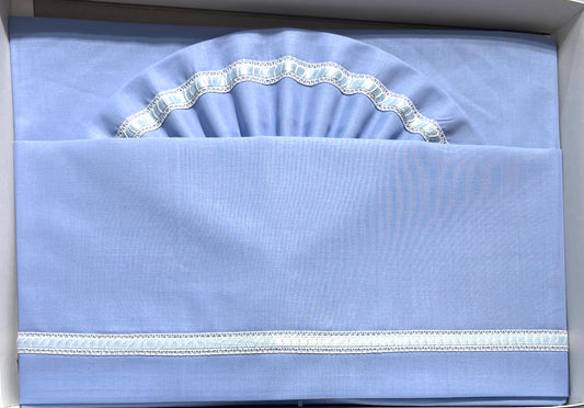 Pappa e Latte Coordinato Lenzuola Carrozzina in Puro Cotone Senza Ricamo Con Passanastro in Raso