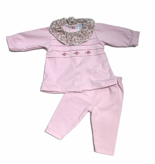 La Margherita Tutina Due Pezzi in Cotone Bielastico Da Corredino