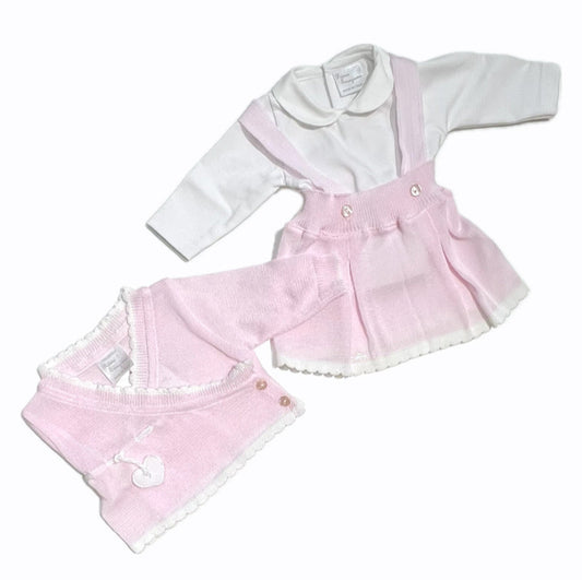 Prime Emozioni Completo Tre Pezzi in Filo da Neonata