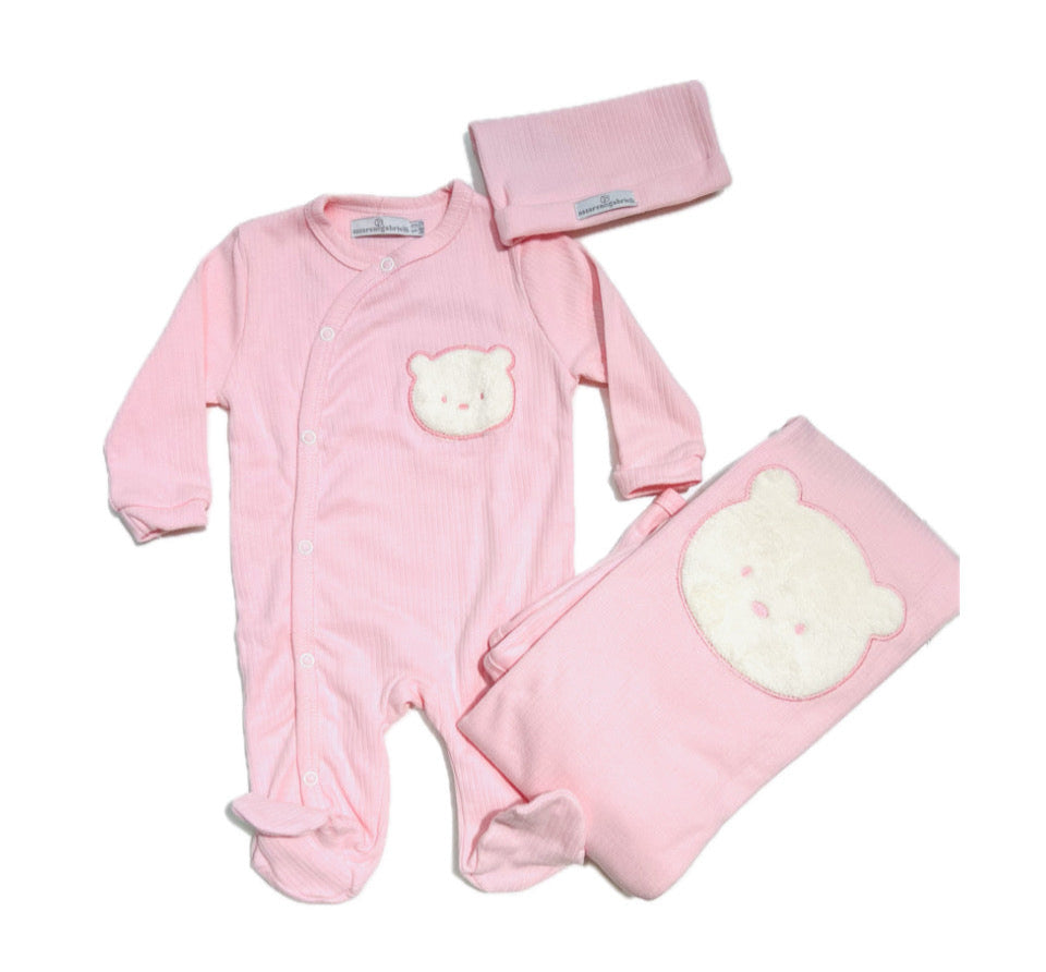 Nazareno Gabrielli Set Nascita Cotone Tre Pezzi Tutina Cappellino