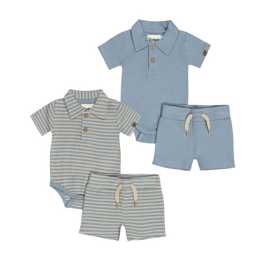 Dirkje Completo Polo Body e Short Rigato o Carta da Zucchero