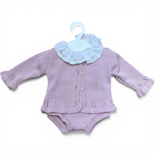 Completo NascitaTre Pezzi In Filo Camicia Golfino Coulotte