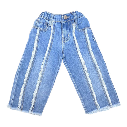 Jeans Wide-Leg Sfrangiato Da Neonata e Bambina