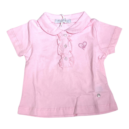 Polo in Cotone Piquet Da Neonata Con Rouches