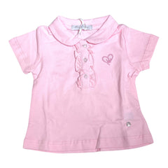 Polo in Cotone Piquet Da Neonata Con Rouches