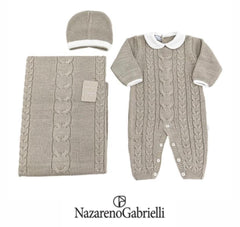 Nazareno Gabrielli Set Nascita in Lana Tre Pezzi