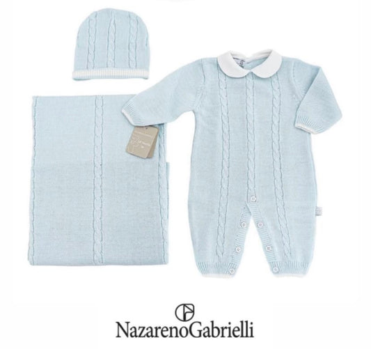 Nazareno Gabrielli Set Nascita in Lana Tre Pezzi