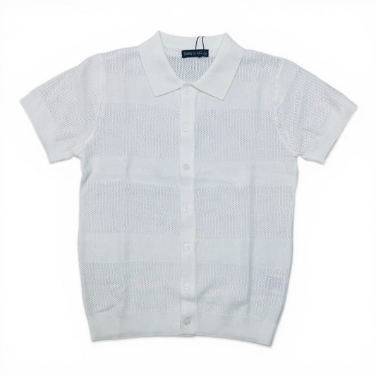 Cardigan Polo In Filo Mezza Manica