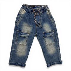 Rebel Completo Jeans Sabbiato Tre Pezzi Da Bambino