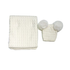 Batuffolini Copertina Culla Smacchinata con Cappello Pompon Primi Giorni