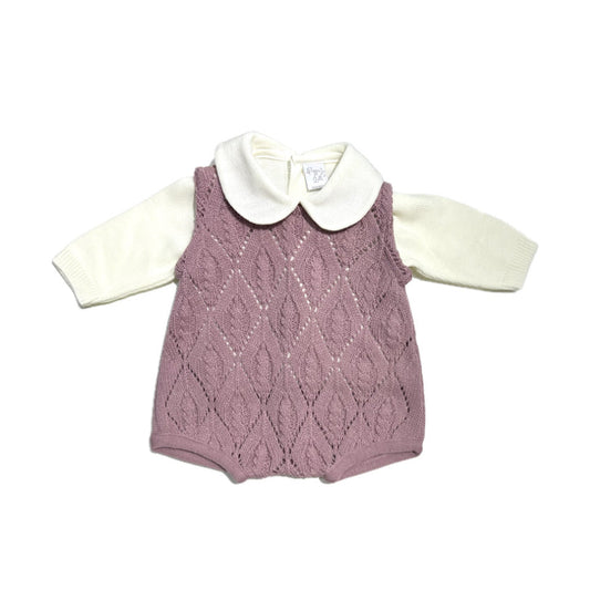 Pappa e Latte Pagliaccetto in Lana con Maglia Due Pezzi Neonata