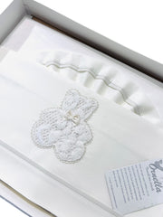 Ornella Coordinato Carrozzina 100% Cotone Orso in Pizzo Lenzuola Sopra Sotto e Federa