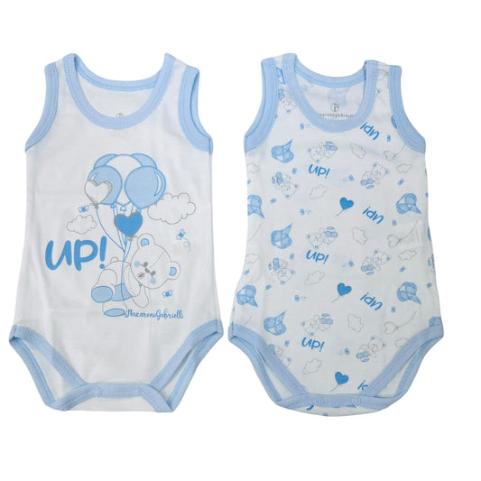 Nazareno Gabrielli Confezione Bi-Pack Due Body Giro Manica Neonato Intimo 100% Cotone