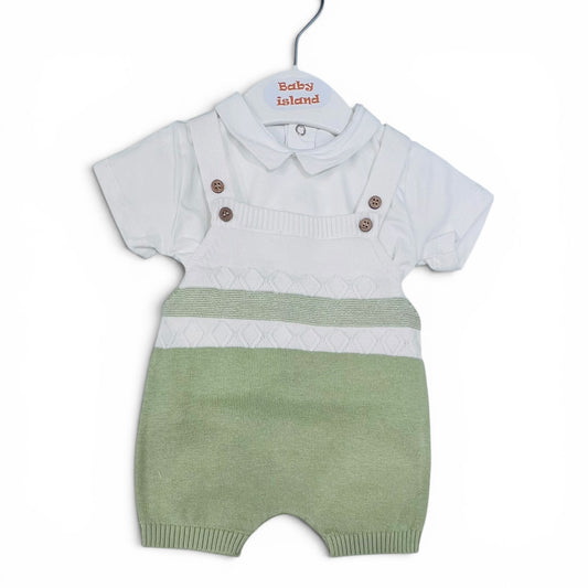 Pupi Completo Salopette in Filo Cotone Con Polo Da Neonato