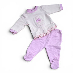 Pierre Cardin Tutina Due Pezzi in Caldo Cotone Da Neonata