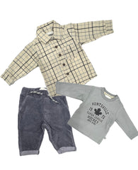 Dirkje Completo Tre Pezzi Neonato Camicia Shirt e Pantalone in Velluto