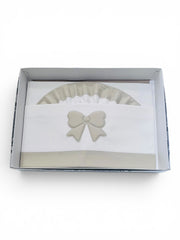 Ornella Coordinato Carrozzina 100% Cotone Fiocco Ricamo Lenzuola Sopra Sotto e Federa