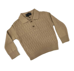 Polo Lana Rasata Ragazzo Dettagli Bottoncino Legno
