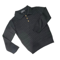 Polo Lana Rasata Ragazzo Dettagli Bottoncino Legno