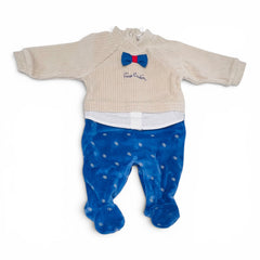 Pierre Cardin Limited Edition Tutina in Ciniglia Da Maschietto con Papillon e Finta Camicia