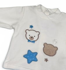Ellepi Tutina Due Pezzi Ciniglia Teddy Bear Da Neonato