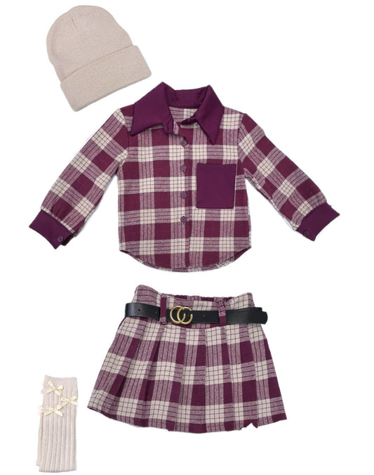 Gonna Quadri in Flanella Da Bambina