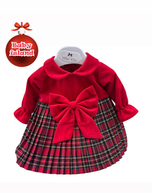 Abitino Natalizio in Velluto e Tartan Plissè