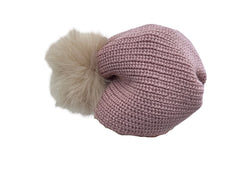 Turbante in lana Mordida con Pom Pon in Pelliccia Da Neonata