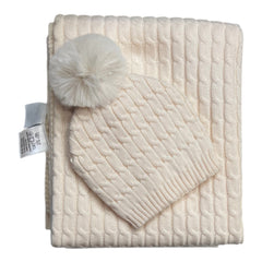 Batuffolini Copertina Culla Smacchinata con Cappello Pompon Primi Giorni