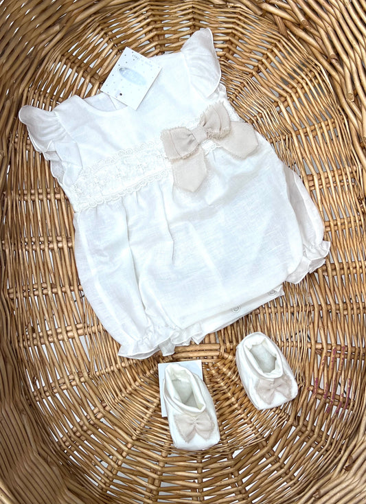 Le Chicche Pagliaccetto in Lino con Fiocco e Macramè