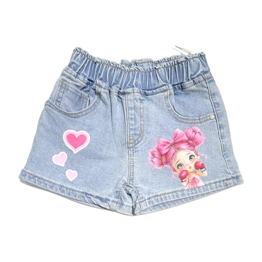 Lollitop Short Neonata Jeans con Elastico in Vita