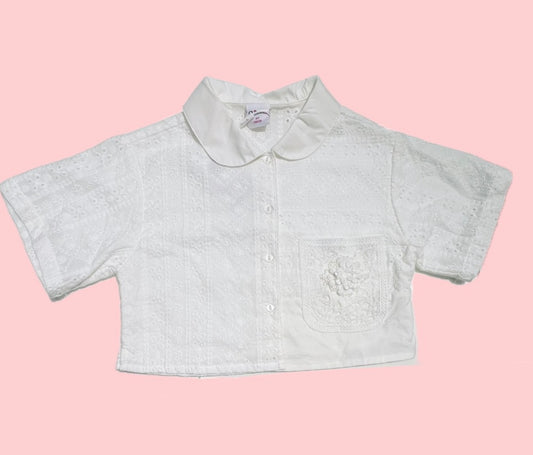 Ativo Camicia Mezza Manica Bambina in Pizzo San Gallo