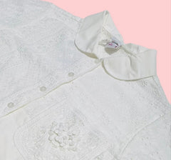Ativo Camicia Mezza Manica Bambina in Pizzo San Gallo