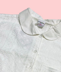Ativo Camicia Mezza Manica Bambina in Pizzo San Gallo