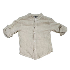 Camicia in Puro Lino Collo Koreana Neonato