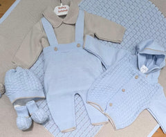 Prime Emozioni Completo tre Pezzi m. Lana con Salopette Maglia e Golfino Nascita