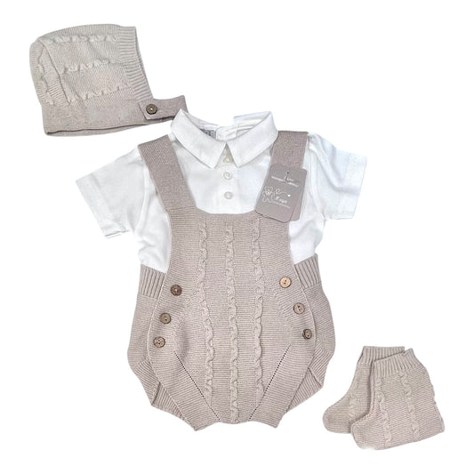 Nazareno Gabrielli Set In Filo Pagliaccetto-Camicia-Cuffietta-Scarpine (Copia)