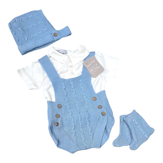 Nazareno Gabrielli Set In Filo Pagliaccetto-Camicia-Cuffietta-Scarpine (Copia)