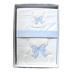 Ornella Coordinato Copertina e Lenzuola Nextome mis. 95x135 100% Cotone Orso Fiocco Lenzuola Sopra Sotto e Federa