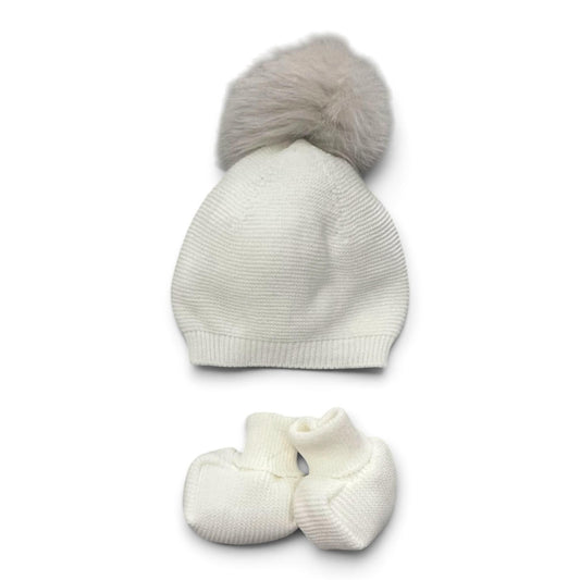 Pappa e Latte Set Cappello+Scarpine in Misto Lana