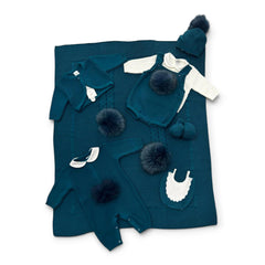 Pappa e Latte Coperta in Lana Con Pom Pon Pelliccia